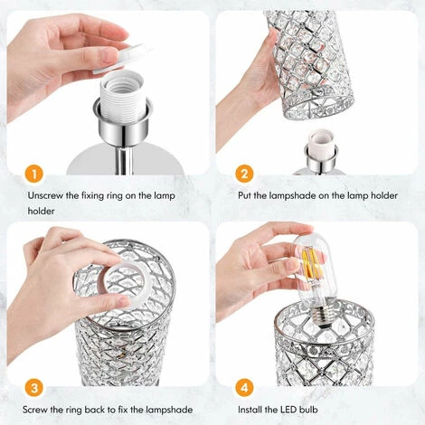 Lampe De Table En Cristal Goeco K9, Lampe De Table Décorative Tactile E26 Double Chargement USB (ampoule Incluse) 4 Lampe De Table En Cristal Goeco K9, Lampe De Table Décorative Tactile E26 Double Chargement USB (ampoule Incluse) – Image 4