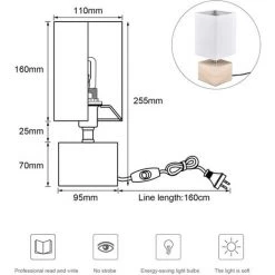 BEARSU Lampe De Chevet Decoration Moderne, [E14 Ampoule Inclus] Atmosphère Esthétique Lampe De Table Lecture Soin Pour Les Yeux En Bois Nature Eclairage De Chambre Salle (BLANC) -Lampe Soldes Boutique 37981916 4