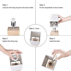 BEARSU Lampe De Chevet Decoration Moderne, [E14 Ampoule Inclus] Atmosphère Esthétique Lampe De Table Lecture Soin Pour Les Yeux En Bois Nature Eclairage De Chambre Salle (BLANC) -Lampe Soldes Boutique 37981916 5