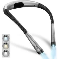 BARES Glocusent Lampe De Lecture De Cou Rechargeable, Lampe Pour Lecture Au Lit, 3 Couleurs, 6 Niveaux De Luminosité, Bras Pliables, Longue Durée De Vie, Parfaite Pour La Lecture,Le Tricot,la Réparation [Classe énergétique A++]