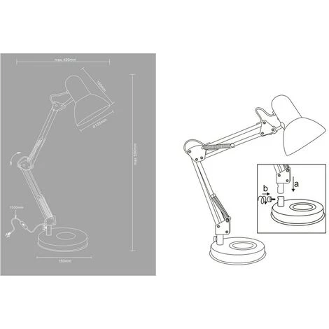 GEFOM Lampe De Bureau Articulée Noire - Métal 120 Mm Noire - Noire 3 GEFOM Lampe De Bureau Articulée Noire - Métal 120 Mm Noire - Noire – Image 3