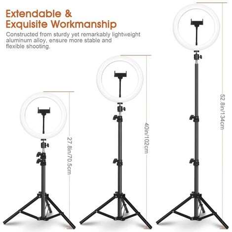 AUGIENB Lampe Design Ring Light 10" 70-134cm Trépied LED Réglable ELEGIANT EGL-06 LED Lumière Anneau 3 Modes D'éclairage LED 5 AUGIENB Lampe Design Ring Light 10" 70-134cm Trépied LED Réglable ELEGIANT EGL-06 LED Lumière Anneau 3 Modes D'éclairage LED – Image 5