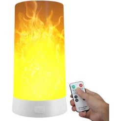 ASUPERMALL LEDFlamingLight Etanche Avec Minuterie A Distance Portable 3 Modes USB Rechargeable Effet Feu Lumiere Decoration Interieure Et Exterieure Lampe Suspendue Pour Home Party Camping Bar (Modele Telecommande), Blanc, 2