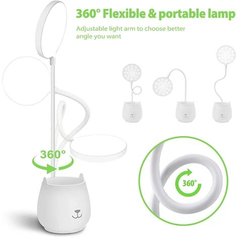 TRIOMPHE TRIO Lampe De Bureau LED, Avec Porte-stylo Support De Phone , Sans Fil, à Contrôle Tactile Lumière Ajustable Flexible USB Batterie Rechargeable, Convient Pour Chambre, Bureau, Enfant Garçon Fille 3 TRIOMPHE TRIO Lampe De Bureau LED, Avec Porte-stylo Support De Phone , Sans Fil, à Contrôle Tactile Lumière Ajustable Flexible USB Batterie Rechargeable, Convient Pour Chambre, Bureau, Enfant Garçon Fille – Image 3