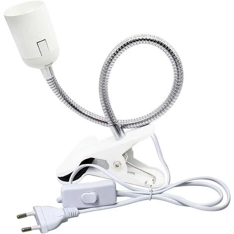 TRIOMPHE Spot E27 Pince Pour Lampe De Lecture Au Lit, AC 230V, Câble Douille Clipsable Avec Interrupteur, Lampe Pince E27 Clip Lampe Col De Cygne Flexible Pour Acquarium Plante Miroir (Blanc, Sans Ampoule) 1 TRIOMPHE Spot E27 Pince Pour Lampe De Lecture Au Lit, AC 230V, Câble Douille Clipsable Avec Interrupteur, Lampe Pince E27 Clip Lampe Col De Cygne Flexible Pour Acquarium Plante Miroir (Blanc, Sans Ampoule)