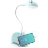 TRIOMPHE Lampe De Bureau Enfant, Lampe De Bureau LED Tactile Dimmable 3 Niveaux De Luminosité Rechargeable Animal Desk Lamp Sans Fil , Porte-Stylo Et Support - Bleu