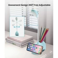 TRIOMPHE Lampe De Bureau Enfant, Lampe De Bureau LED Tactile Dimmable 3 Niveaux De Luminosité Rechargeable Animal Desk Lamp Sans Fil , Porte-Stylo Et Support - Bleu -Lampe Soldes Boutique 40295897 4