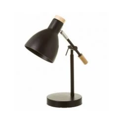 WADIGA Lampe De Bureau Métal Noir Et Bois - Hauteur 36.5cm - Noir