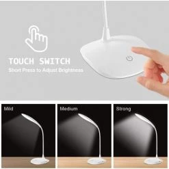 GUAZHUNIFR Lampe De Bureau à LED, Lampe De Lecture Led Pour Livre Avec Câble USB, 20 LED, 3 Niveaux De Luminosité, Flexible 360, Touch Control, Protection Des Yeux, Pour Apprendre, Lire -Lampe Soldes Boutique 41019483 3