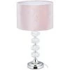 Relaxdays Lampe De Chevet, Velours Et Cristal, HxD : 47 X 26 Cm, Douille E14, Table, éclairage Indirect, Chambre, Rose