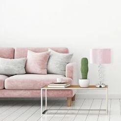 Relaxdays Lampe De Chevet, Velours Et Cristal, HxD : 47 X 26 Cm, Douille E14, Table, éclairage Indirect, Chambre, Rose -Lampe Soldes Boutique 42006945 3