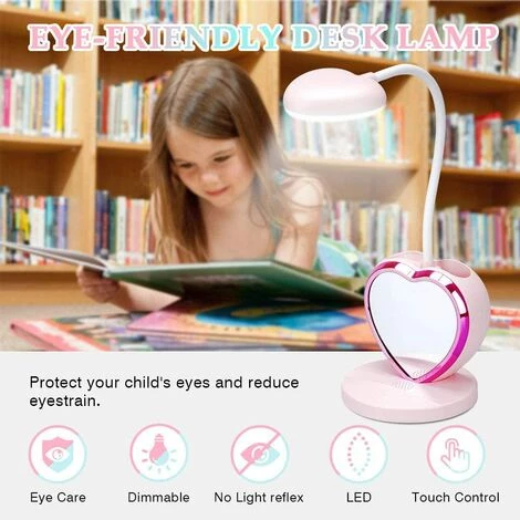 GUAZHUNIFR LED Lampe De Bureau Filles, Lampe De Table Agréable Pour Les Yeux Avec Porte-stylo, Port USB Rechargeable, 2 Températures De Couleur Pour Adolescents Garçons étudiants, Rose 2 GUAZHUNIFR LED Lampe De Bureau Filles, Lampe De Table Agréable Pour Les Yeux Avec Porte-stylo, Port USB Rechargeable, 2 Températures De Couleur Pour Adolescents Garçons étudiants, Rose – Image 2