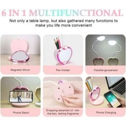GUAZHUNIFR LED Lampe De Bureau Filles, Lampe De Table Agréable Pour Les Yeux Avec Porte-stylo, Port USB Rechargeable, 2 Températures De Couleur Pour Adolescents Garçons étudiants, Rose 7 GUAZHUNIFR LED Lampe De Bureau Filles, Lampe De Table Agréable Pour Les Yeux Avec Porte-stylo, Port USB Rechargeable, 2 Températures De Couleur Pour Adolescents Garçons étudiants, Rose -Lampe Soldes Boutique 42064464 3