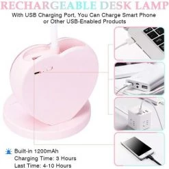 GUAZHUNIFR LED Lampe De Bureau Filles, Lampe De Table Agréable Pour Les Yeux Avec Porte-stylo, Port USB Rechargeable, 2 Températures De Couleur Pour Adolescents Garçons étudiants, Rose 8 GUAZHUNIFR LED Lampe De Bureau Filles, Lampe De Table Agréable Pour Les Yeux Avec Porte-stylo, Port USB Rechargeable, 2 Températures De Couleur Pour Adolescents Garçons étudiants, Rose -Lampe Soldes Boutique 42064464 4