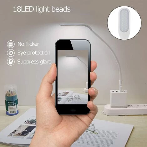 GUAZHUNIFR Lampe USB Dimmable 18LEDs Avec 3 Niveaux De Luminosité, Lampe De Lecture Design Simple Col De Cygne Flexible Et Interrupteur Tactile Pour Ordinateur Portable/Clavier 4 GUAZHUNIFR Lampe USB Dimmable 18LEDs Avec 3 Niveaux De Luminosité, Lampe De Lecture Design Simple Col De Cygne Flexible Et Interrupteur Tactile Pour Ordinateur Portable/Clavier – Image 4