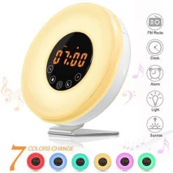 AUGIENB Lampe D'éveil Naturel Colorée Multifonctionnelle LED Alarme De Nuit De Lumière De Travail Pour Se Réveiller