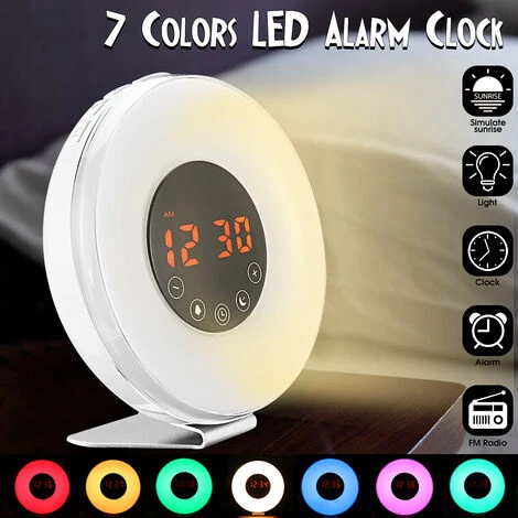 AUGIENB Lampe D'éveil Naturel Colorée Multifonctionnelle LED Alarme De Nuit De Lumière De Travail Pour Se Réveiller 2 AUGIENB Lampe D'éveil Naturel Colorée Multifonctionnelle LED Alarme De Nuit De Lumière De Travail Pour Se Réveiller – Image 2