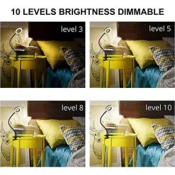 TANABATA USB Lampe De Chevet, 7W Lampe De Bureau, Lampe à Pince, 3 Couleur Et 10 Luminosité Réglable, Lampe Clip De Lit/Bureau/Chevet/Lecture Pour Livre (Noir) -Lampe Soldes Boutique 42414798 3