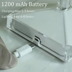 BEARSU Lampe De Table Cristal, Moderne LED Lampe De Chevet Avec Batterie Rechargeable De 1200 MAh, Cristal De Mode Créatif Lampe De Bureau Pour Commode De Bibliothèque Salon Chambre Hôtel -Lampe Soldes Boutique 43093489 5