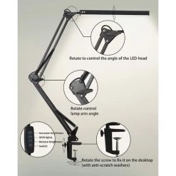 ELLE 10W Lampe Bureau Led Avec Clamp, Lampe De Table Architecte 3 Température De Couleur 10 Luminosité, -Lampe Soldes Boutique 43637152 4