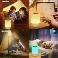 ELLE Lampe De Chevet Tactile,Table Avec Minuterie Et Luminosité Ajustable, Lampe Rechargeable Veilleuse LED 9.5*9.5*12cm -Lampe Soldes Boutique 44049403 5