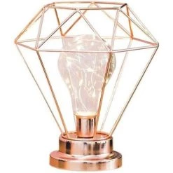 BARES Iron Bulb Night Light , Lampe De Chevet Nordique De Lampe De Nuit De Lampe De Chevet De Fer Avec L'éclairage Décoratif à Piles Pour La Chambre, Le Salon, Le Bar, L'hôtel (Or Rose)