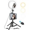 Anneau Lumineux Avec Support, Kit D'éclairage Vidéo Pour Trépied Lumineux Annulaire LED 10" Avec Support Lumineux Réglable De 134 Cm, Support Pour Téléphone/table Jmax