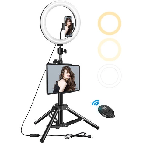 Anneau Lumineux Avec Support, Kit D'éclairage Vidéo Pour Trépied Lumineux Annulaire LED 10" Avec Support Lumineux Réglable De 134 Cm, Support Pour Téléphone/table Jmax 1 Anneau Lumineux Avec Support, Kit D'éclairage Vidéo Pour Trépied Lumineux Annulaire LED 10" Avec Support Lumineux Réglable De 134 Cm, Support Pour Téléphone/table Jmax