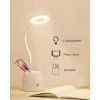 ELLE Lampe De Bureau, Lampe De Bureau Led Dimmable Avec 3 Modes D'éclairage, 2000mAh Rechargeable Lampe Bureau Enfant Avec Porte-stylo Et Support Téléphone, Protection Des Yeux Et Col De Cygne Flexible