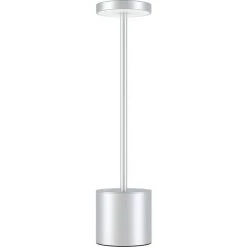HIASDFLS Lampe De Table Sans Fil, Led Rechargeable Eye-Protect Lampe De Table, Lampe De Chevet En Métal Aluminium Table De Chevet, Convient Pour Chambre À Coucher, Studio À Manger (Argent)