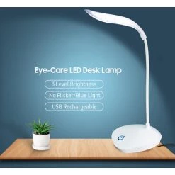 ASUPERMALL Lampe De Bureau Led Lampe De Table De Chevet Avec Col De Cygne Flexible / A 3 Niveaux Dimmable De Lecture Rechargeable, Blanc -Lampe Soldes Boutique 46309288 3