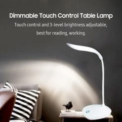 ASUPERMALL Lampe De Bureau Led Lampe De Table De Chevet Avec Col De Cygne Flexible / A 3 Niveaux Dimmable De Lecture Rechargeable, Blanc -Lampe Soldes Boutique 46309288 4