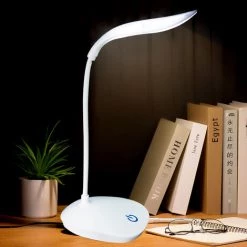 ASUPERMALL Lampe De Bureau Led Lampe De Table De Chevet Avec Col De Cygne Flexible / A 3 Niveaux Dimmable De Lecture Rechargeable, Blanc -Lampe Soldes Boutique 46309288 5