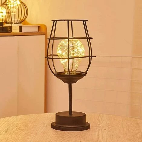 COMELY Veilleuse Rétro En Fer,Lampe De Table Créative Gobelet De Vin, Lampe De Nuit En Fil De Cuivre Pour Home Restaurant Hotel Piles Non Incluses 2 COMELY Veilleuse Rétro En Fer,Lampe De Table Créative Gobelet De Vin, Lampe De Nuit En Fil De Cuivre Pour Home Restaurant Hotel Piles Non Incluses – Image 2