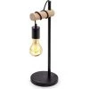 COMELY Lampe De Table, Design Rétro Lampe De Lecture, Bois & Métal, éclairage Du Bureau Et De La Chambre, Lampe De Chevet,pour Ampoule LED E27 10W Max (non Incluse) (Noir)