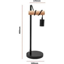 COMELY Lampe De Table, Design Rétro Lampe De Lecture, Bois & Métal, éclairage Du Bureau Et De La Chambre, Lampe De Chevet,pour Ampoule LED E27 10W Max (non Incluse) (Noir) -Lampe Soldes Boutique 46385517 5
