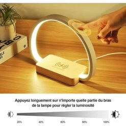 SUPERMARKET Lampe De Chevet Chargeur Sans Fil, Lampe De Table Tactile Avec Port USB, Lampe De Bureau LED Avec 3 Niveaux De Luminosié Et Gradation Continue Pour Lecture, Le Chevet, La Chambre, Le Salon, Le Bureau，Superma -Lampe Soldes Boutique 46463020 4
