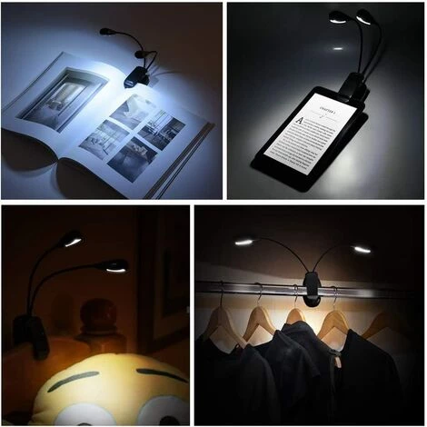 LONGZIMING Lampe Pupitre Musique, 6 LED / 8 LED Mini Lampe à Double Tête Lampe Réglable à Pince Avec Câble USB Pour Lecture/Livre/Table/Chevet 4 LONGZIMING Lampe Pupitre Musique, 6 LED / 8 LED Mini Lampe à Double Tête Lampe Réglable à Pince Avec Câble USB Pour Lecture/Livre/Table/Chevet – Image 4