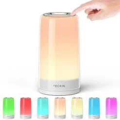 Teckin Lampe De Table DL31 Lampe De Chevet LED RVB à Changement Multicolore Sensible Au Toucher, Lampe Tactile Avec Lumières Blanches Chaudes Dimmables Pour Chambres Et Salons, Veilleuses Pour Chambre D'enfants, Cadeau Pour La Famille