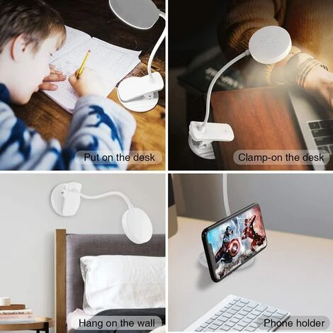Lampe Bureau A Pince, LED 3Couleurs Gradation En Continu Lampe Pince Pour Lit, 360° Flexible Liseuse Lampe De Lecture Livre, Avec Support,Starlight 5 Lampe Bureau A Pince, LED 3Couleurs Gradation En Continu Lampe Pince Pour Lit, 360° Flexible Liseuse Lampe De Lecture Livre, Avec Support,Starlight – Image 5
