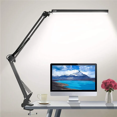 Lampe De Bureau LED à Pince,12W Lamp De Bureau Architecte Avec Clamp, Atténuation Et Température De Couleur Réglable, Bras Pivotant En Métal, LED Protection Des Yeux(Noir),Starlight 2 Lampe De Bureau LED à Pince,12W Lamp De Bureau Architecte Avec Clamp, Atténuation Et Température De Couleur Réglable, Bras Pivotant En Métal, LED Protection Des Yeux(Noir),Starlight – Image 2