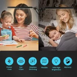 ALMI Lampe De Bureau LED, 14W Lampe De Table Architecte Pliable Avec Pince, 10 Niveaux De Luminosité X 3 Modes De Couleur, Lampe De Table Réglable, Protection Des Yeux -Lampe Soldes Boutique 47207237 4