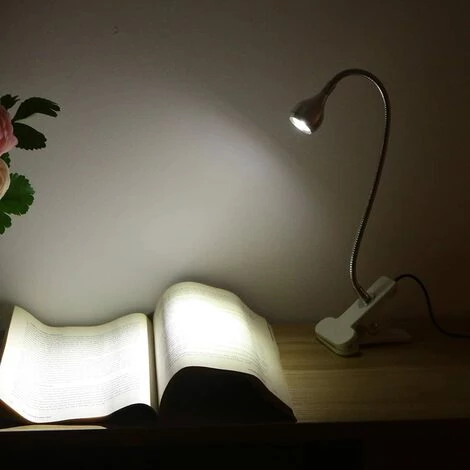 Lampe LED De Lecture Pour étudie/travail/couchage Avec Clip Et Interrupteur Marche/arrêt Blanc Clair (argent) ,Interface USB, Adaptateur Non Inclus,Irisfr 5 Lampe LED De Lecture Pour étudie/travail/couchage Avec Clip Et Interrupteur Marche/arrêt Blanc Clair (argent) ,Interface USB, Adaptateur Non Inclus,Irisfr – Image 5
