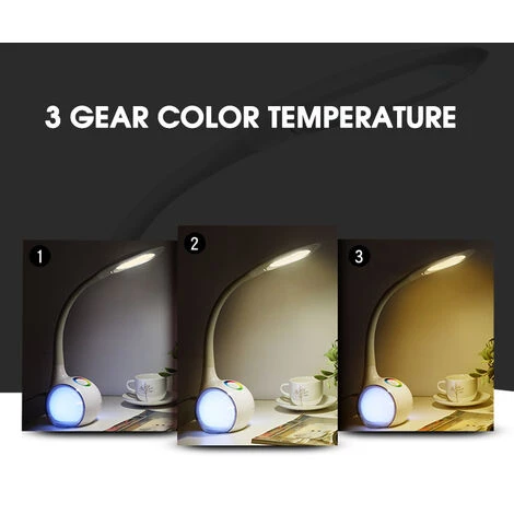 Lampe De Bureau Enfants Avec Veilleuse Ambiante, LED Lampe De Chevet Dimmable, Tactile Pour Lumière De Couleur Et 3 Niveaux De Luminosité, Confortable Pour Les Yeux Macaron 3 Lampe De Bureau Enfants Avec Veilleuse Ambiante, LED Lampe De Chevet Dimmable, Tactile Pour Lumière De Couleur Et 3 Niveaux De Luminosité, Confortable Pour Les Yeux Macaron – Image 3