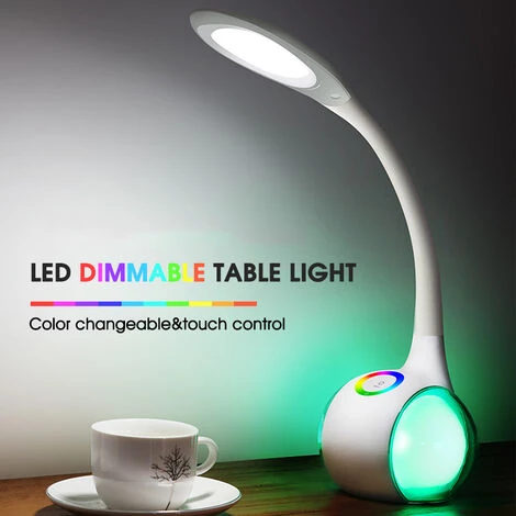 Lampe De Bureau Enfants Avec Veilleuse Ambiante, LED Lampe De Chevet Dimmable, Tactile Pour Lumière De Couleur Et 3 Niveaux De Luminosité, Confortable Pour Les Yeux Macaron 4 Lampe De Bureau Enfants Avec Veilleuse Ambiante, LED Lampe De Chevet Dimmable, Tactile Pour Lumière De Couleur Et 3 Niveaux De Luminosité, Confortable Pour Les Yeux Macaron – Image 4