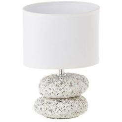 LOLAHOME Lampe De Chevet Pierres Exotiques Céramique Blanche 23x16x16cm