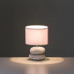 LOLAHOME Lampe De Chevet Pierres Exotiques Céramique Blanche 23x16x16cm -Lampe Soldes Boutique 47740560 4