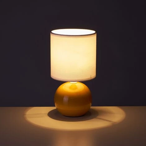 LOLAHOME Lampe De Chevet Boule Céramique Moutarde Ø 13x24 Cm 5 LOLAHOME Lampe De Chevet Boule Céramique Moutarde Ø 13x24 Cm – Image 5