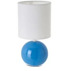 LOLAHOME Lampe De Chevet Boule Céramique Bleue Ø 13x24cm