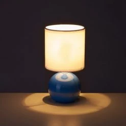 LOLAHOME Lampe De Chevet Boule Céramique Bleue Ø 13x24cm 9 LOLAHOME Lampe De Chevet Boule Céramique Bleue Ø 13x24cm -Lampe Soldes Boutique 47740963 5